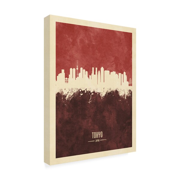 Michael Tompsett 'Tokyo Japan Skyline Red II' Canvas Art,14x19